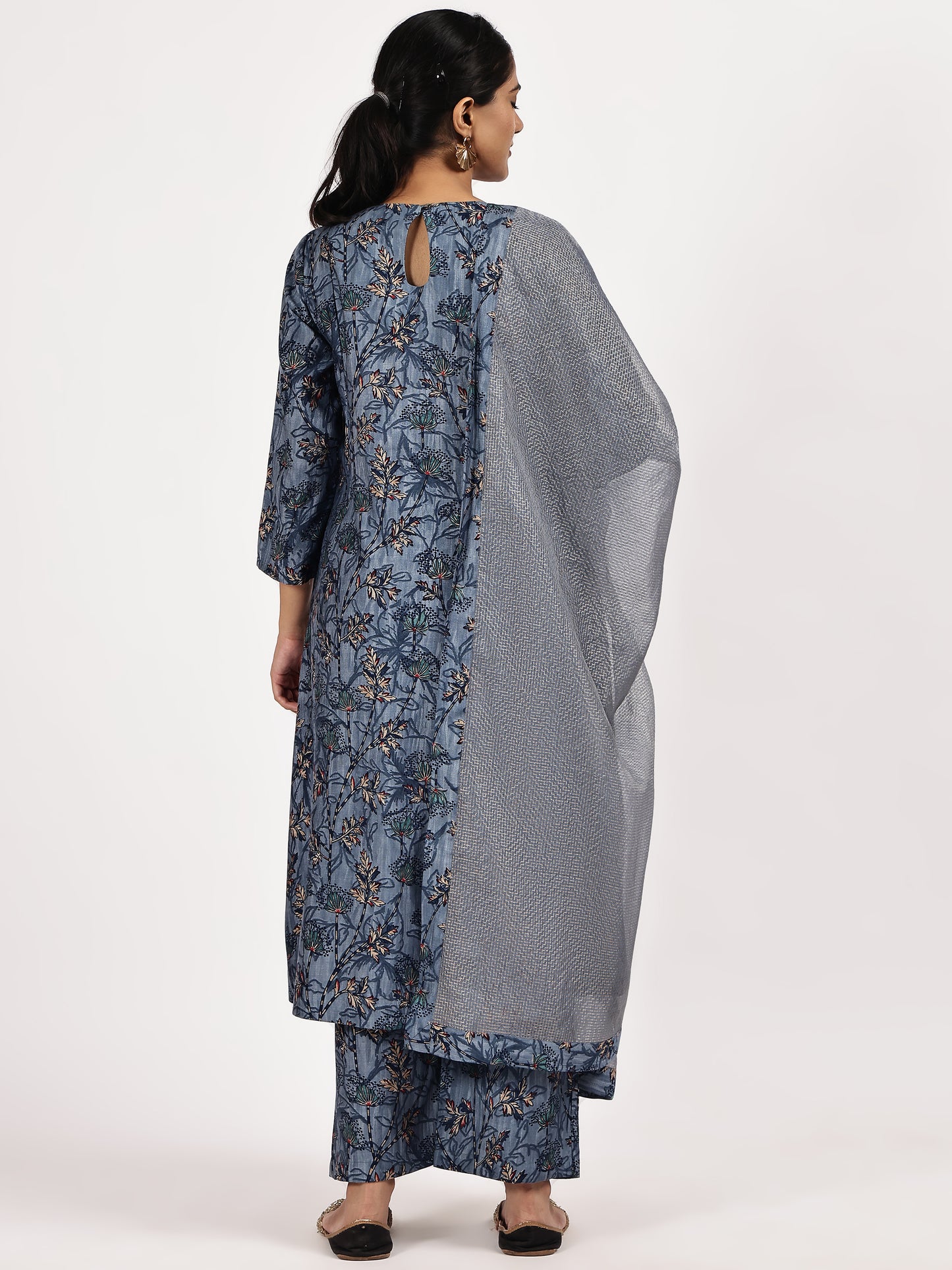 Printed Blue kurta set with dupatta