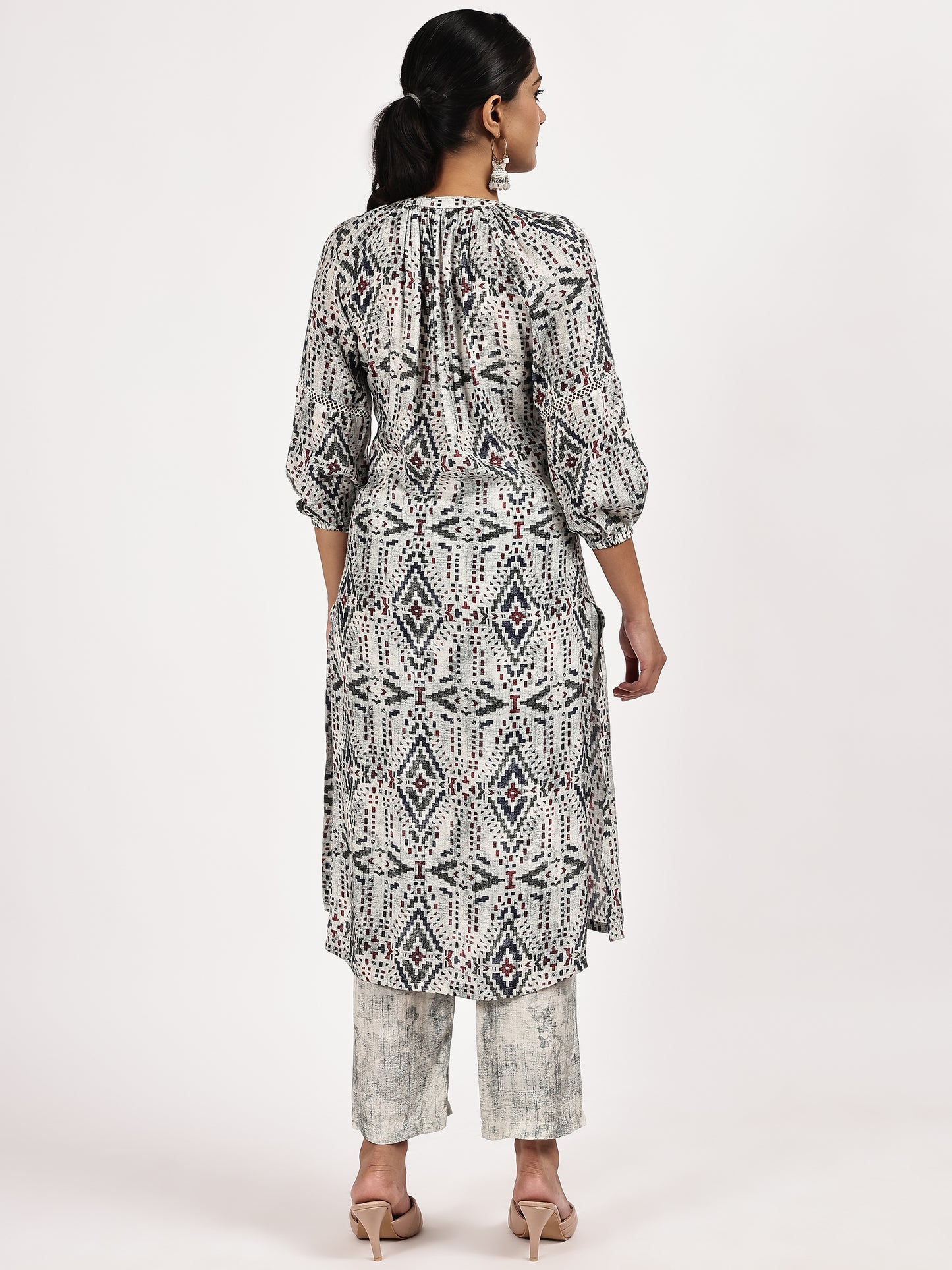 Grey Printed Kurta Set with Pants