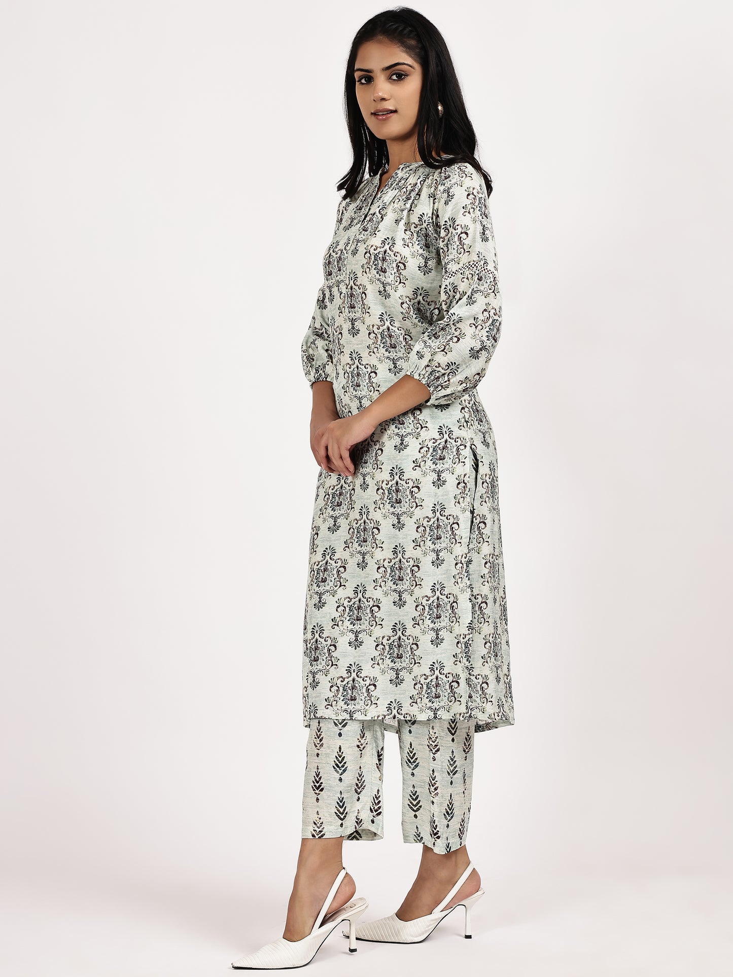 Off-White Printed Kurta Set