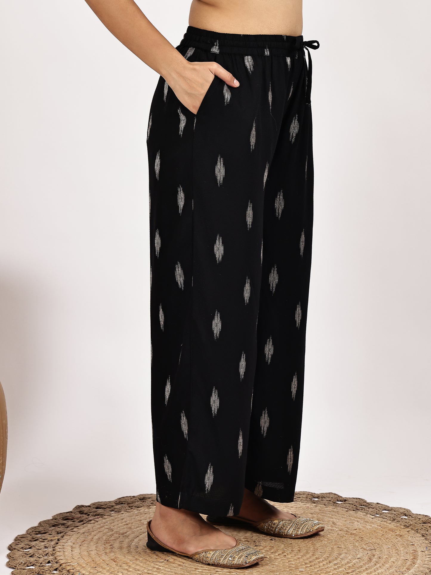 Black Print Kurta and Palazzo Set