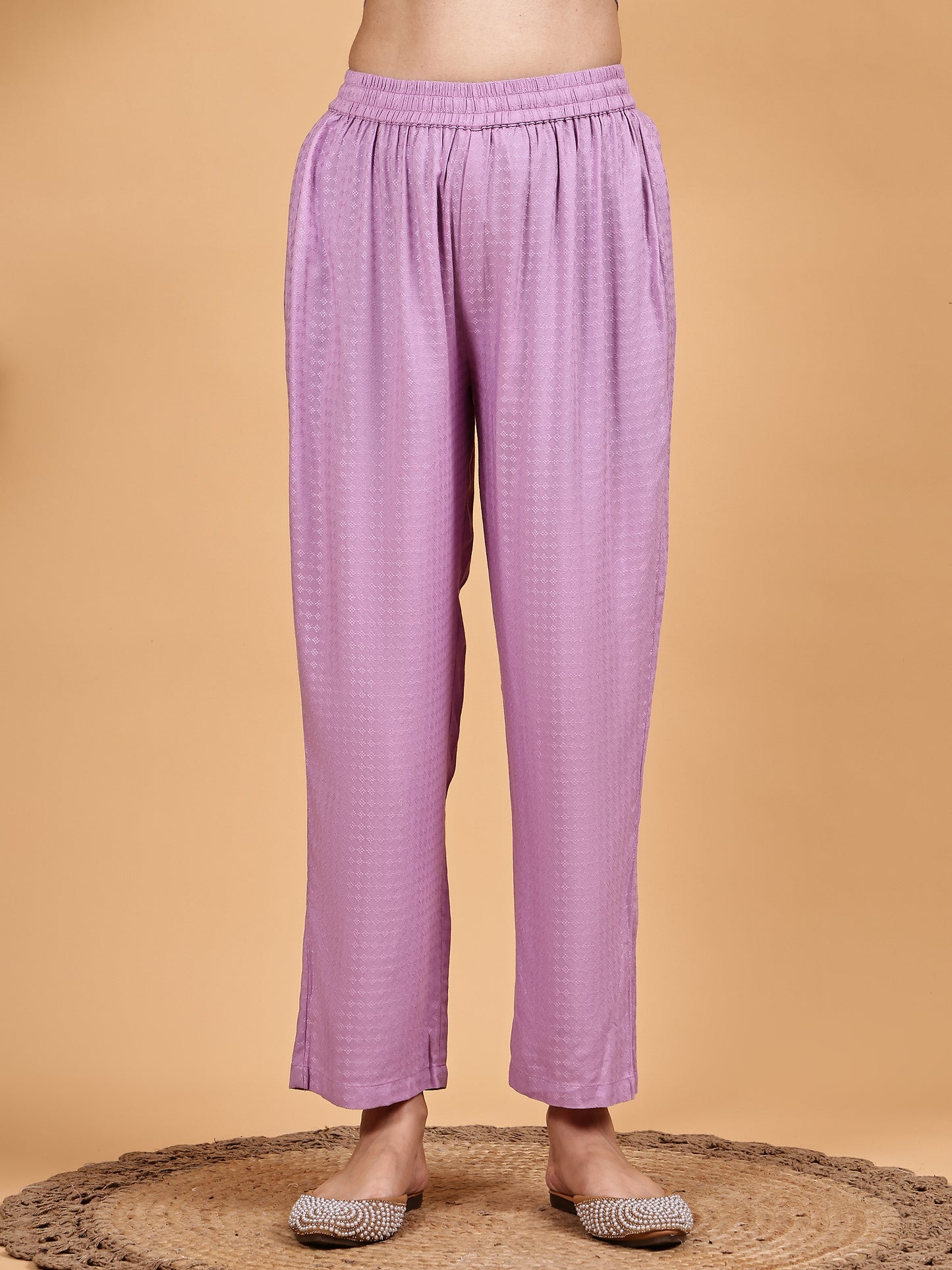 lavender Kurta Set with Floral Dupatta
