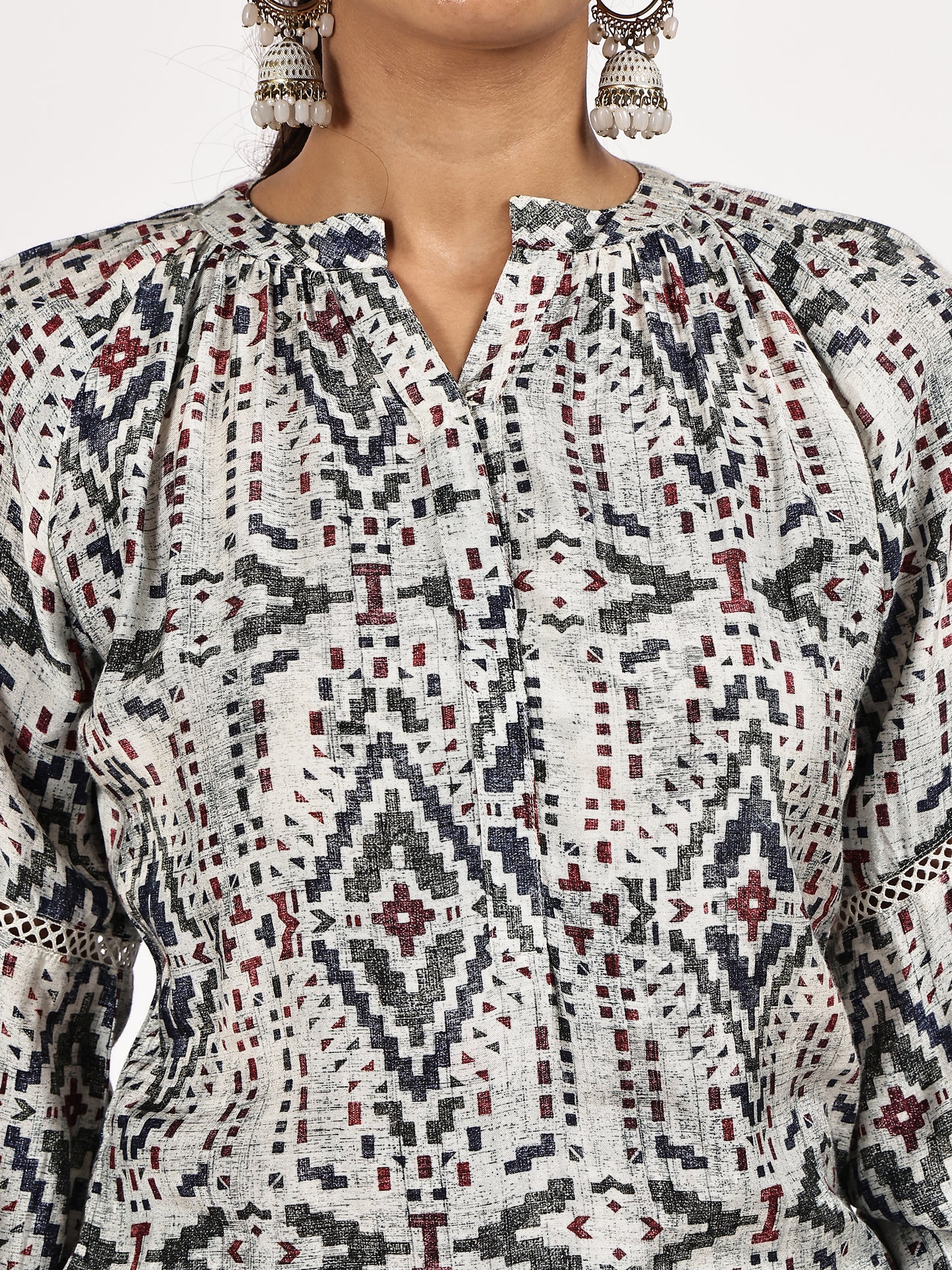 Grey Printed Kurta Set with Pants