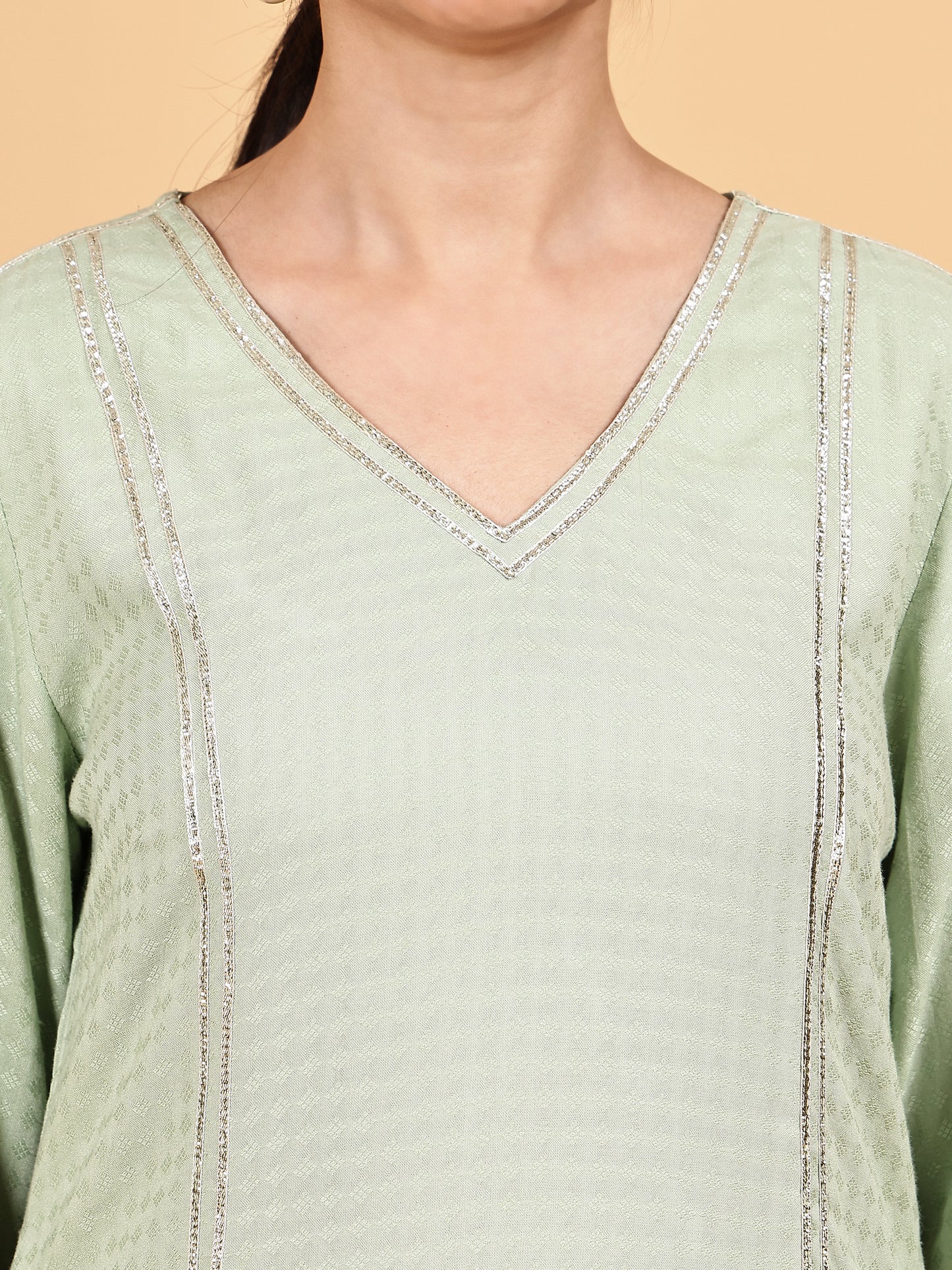 Mint Green Solid Kurta Set with Floral Printed Dupatta