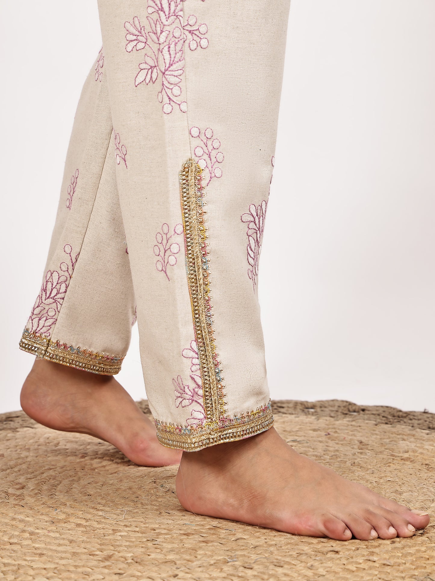 Off-White Embroidered Kurta with pant