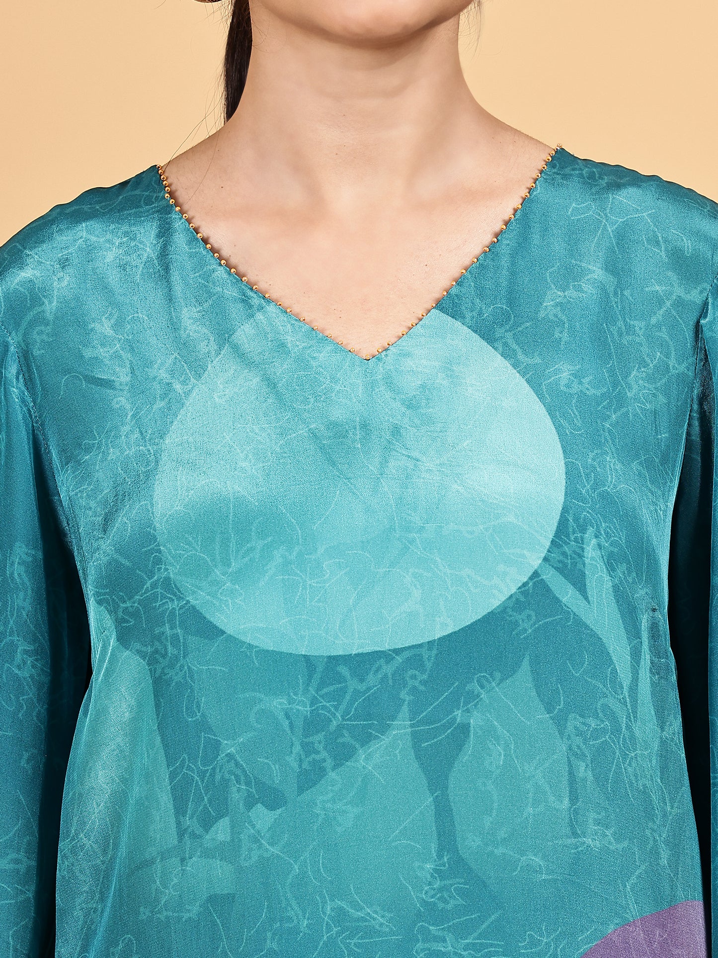 Teal Abstract Print Co-ord Set