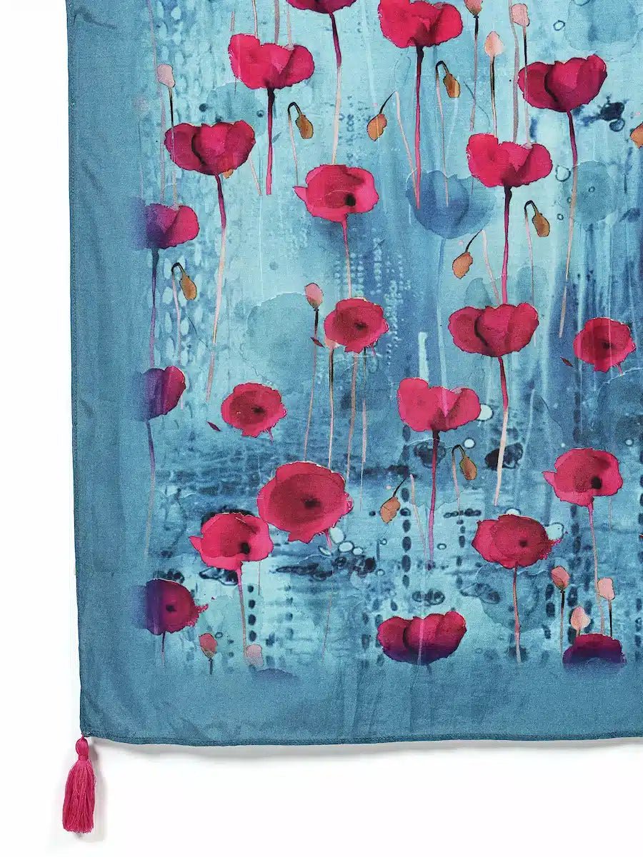 Turquoise Floral Printed Kurta Set with Dupatta - The Bebla