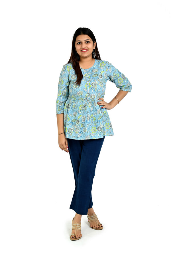 Women’s Aqua Blue Dress with Subtle Floral Pattern