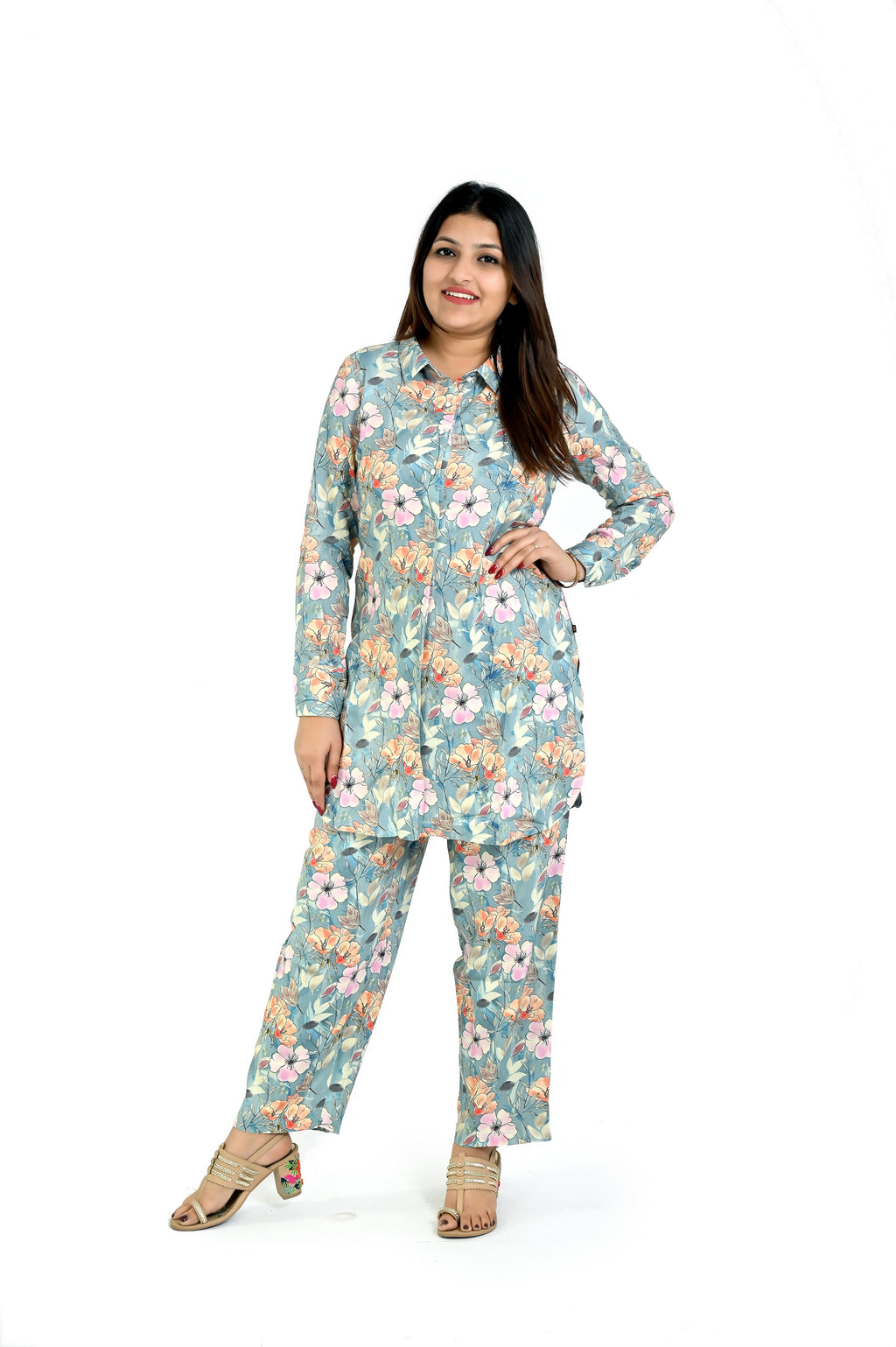 Stylish Mint Green Printed Co-Ord Set Women