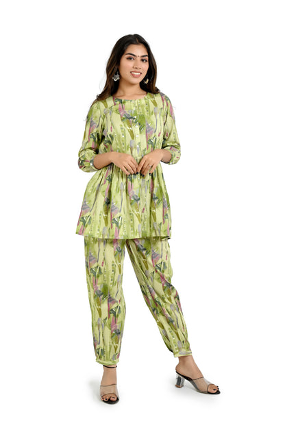 Light Green Printed Stylish Co-Ord Set