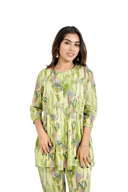 Light Green Printed Stylish Co-Ord Set