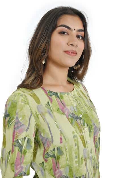 Light Green Printed Stylish Co-Ord Set