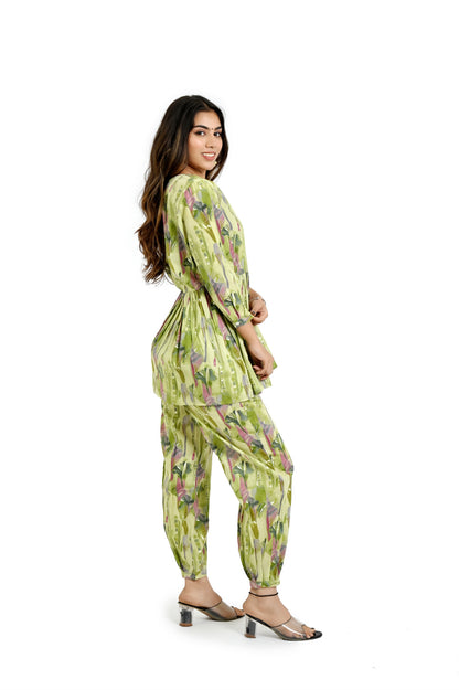 Light Green Printed Stylish Co-Ord Set