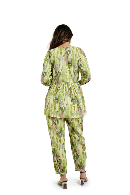Light Green Printed Stylish Co-Ord Set