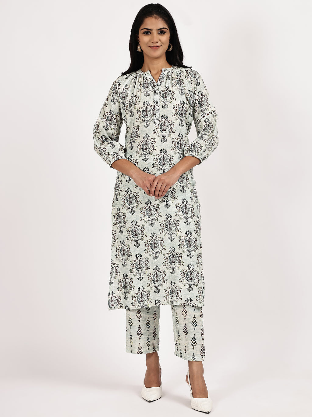 Off-White Printed Kurta Set