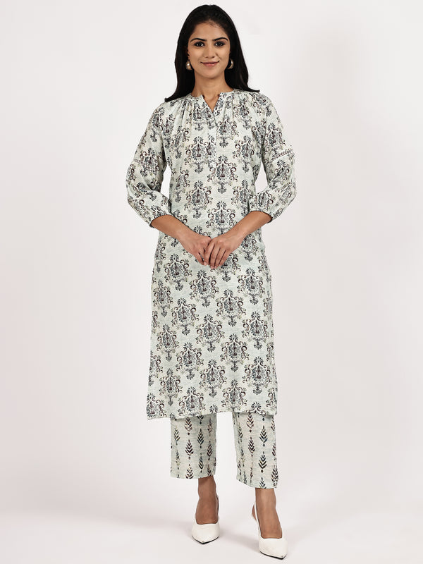 Off-White Printed Kurta Set