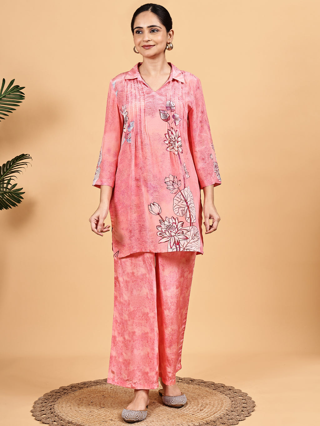 Peach Floral Print Co-ord Set