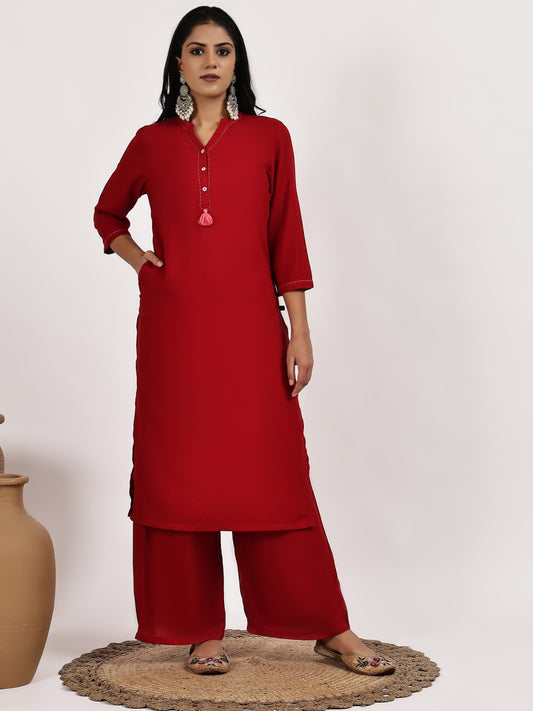 Maroon Kurta with palazzo
