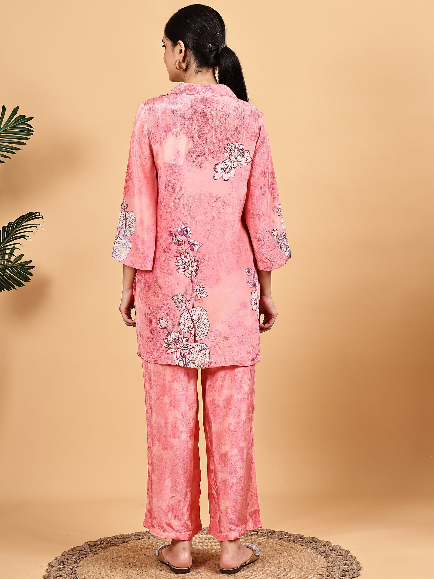 Peach Floral Print Co-ord Set