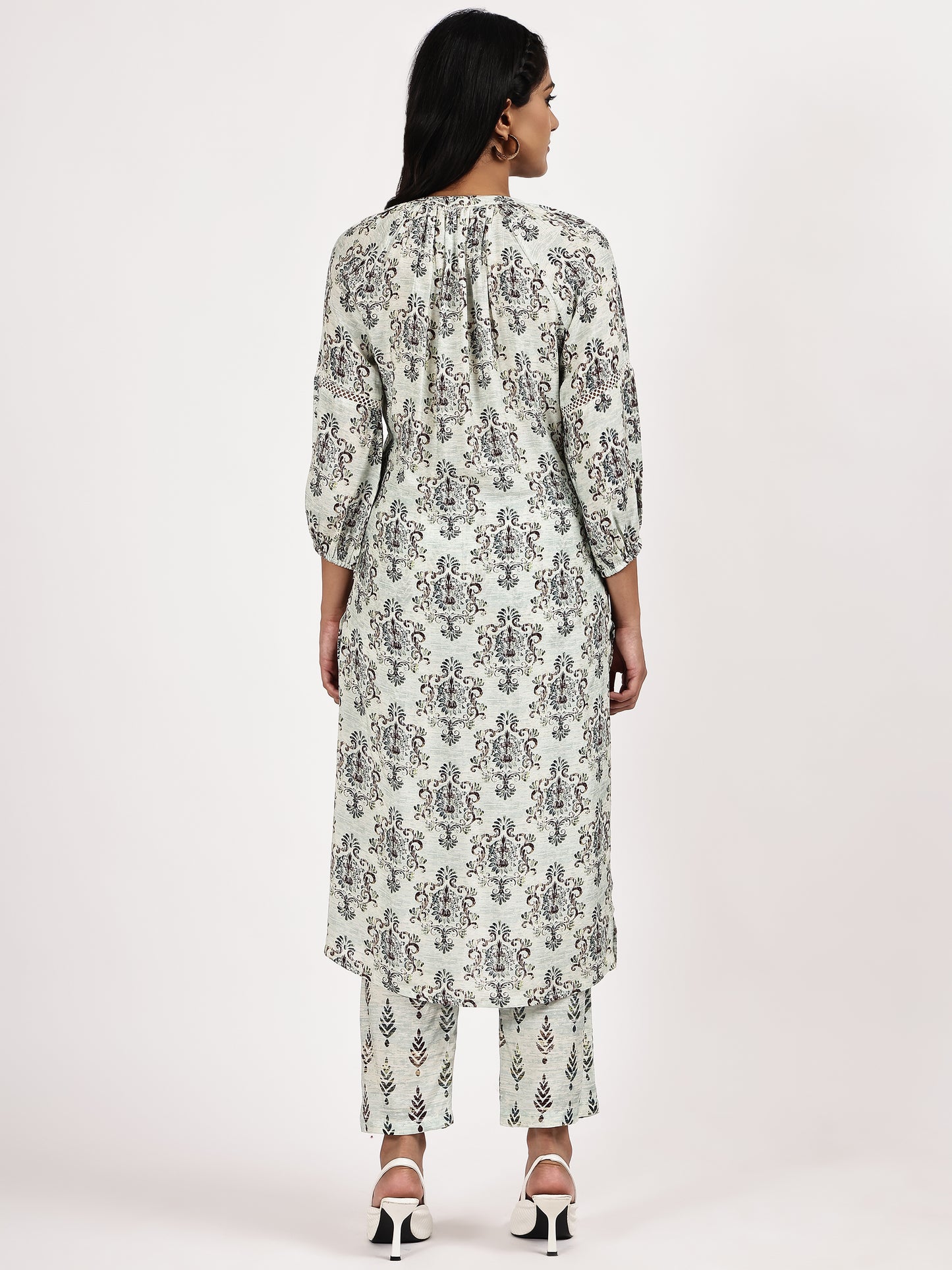 Off-White Printed Kurta Set