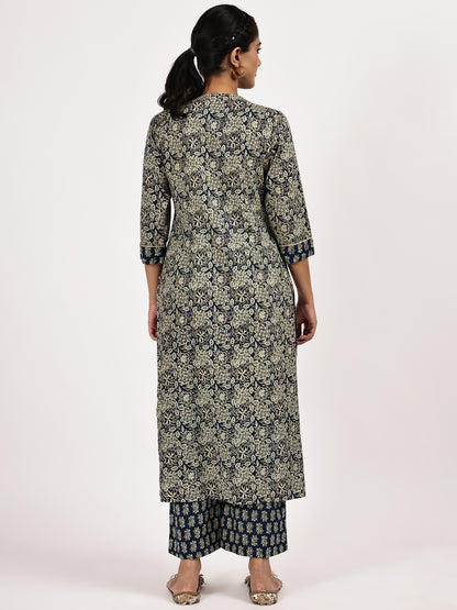 Grey floral Printed Kurta with palazzo