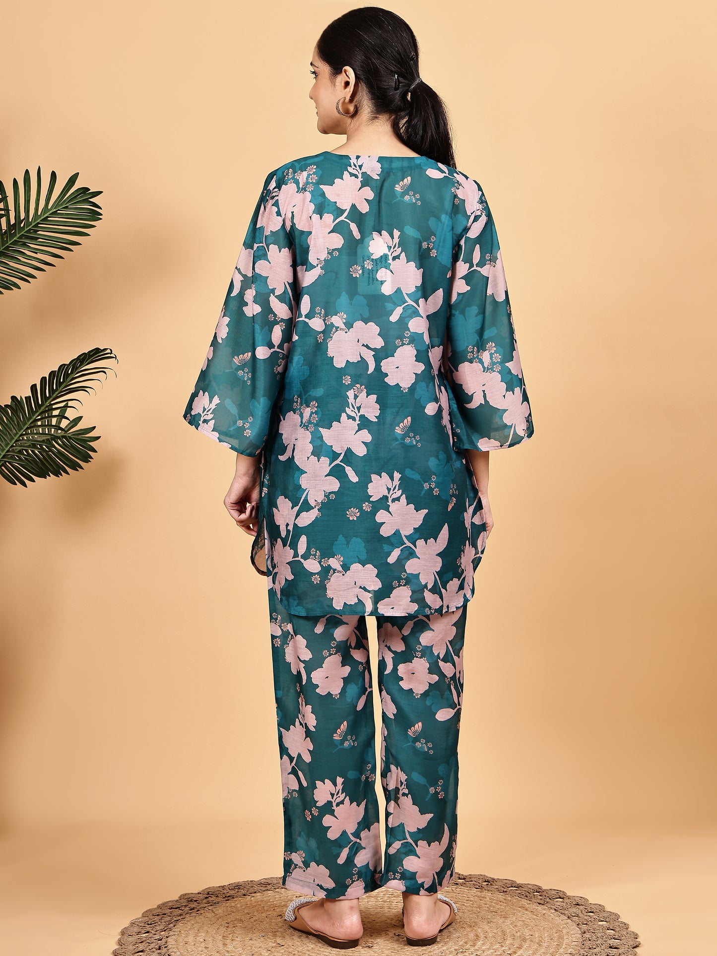 Teal Floral Print Co-ord Set