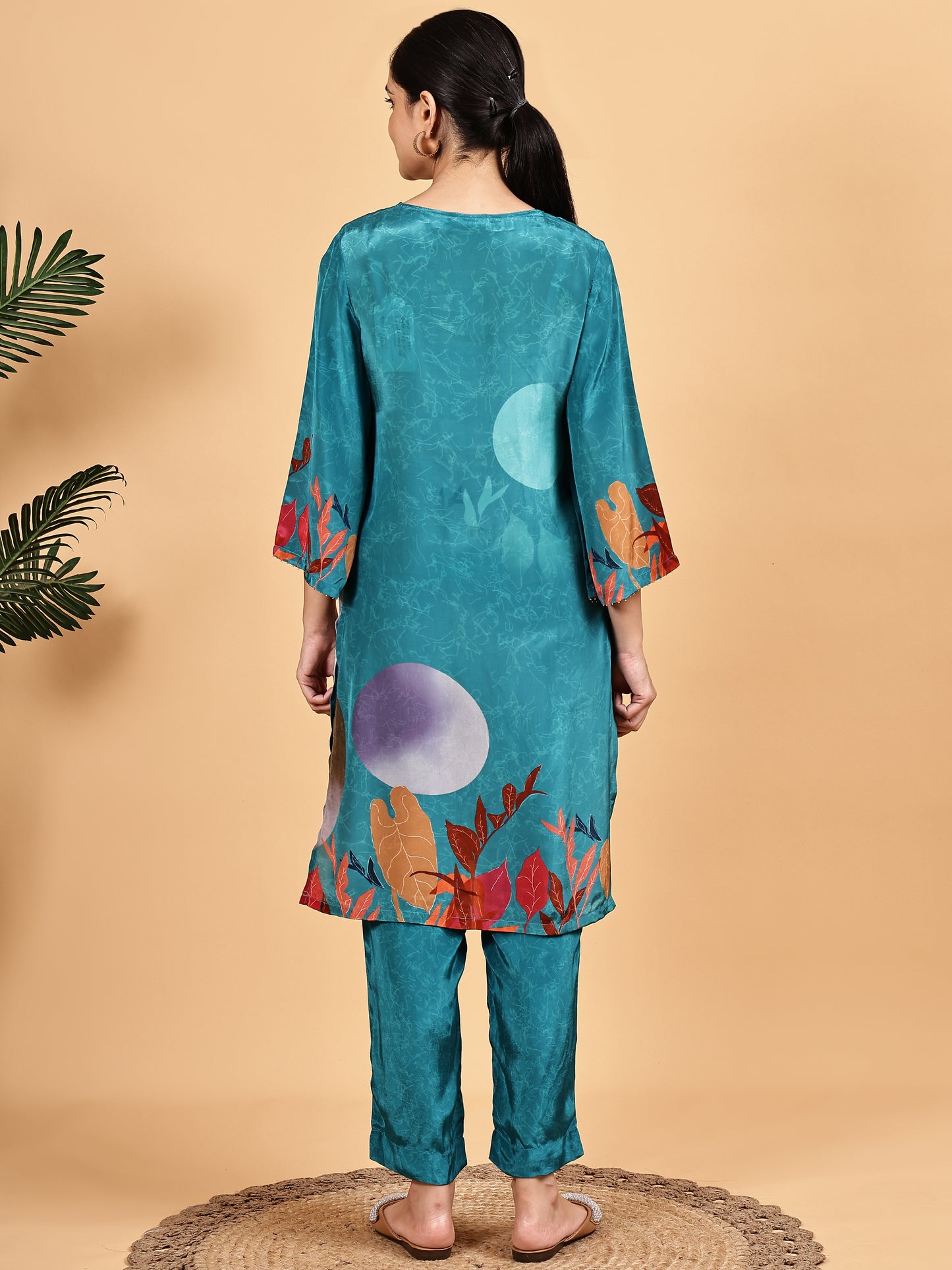 Teal Abstract Print Co-ord Set