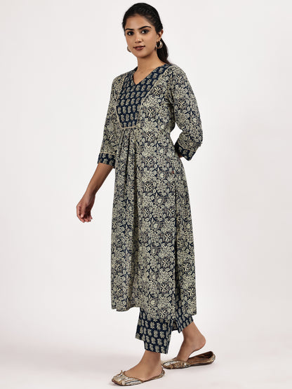Grey floral Printed Kurta with palazzo