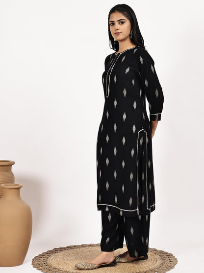 Black Print Kurta and Palazzo Set