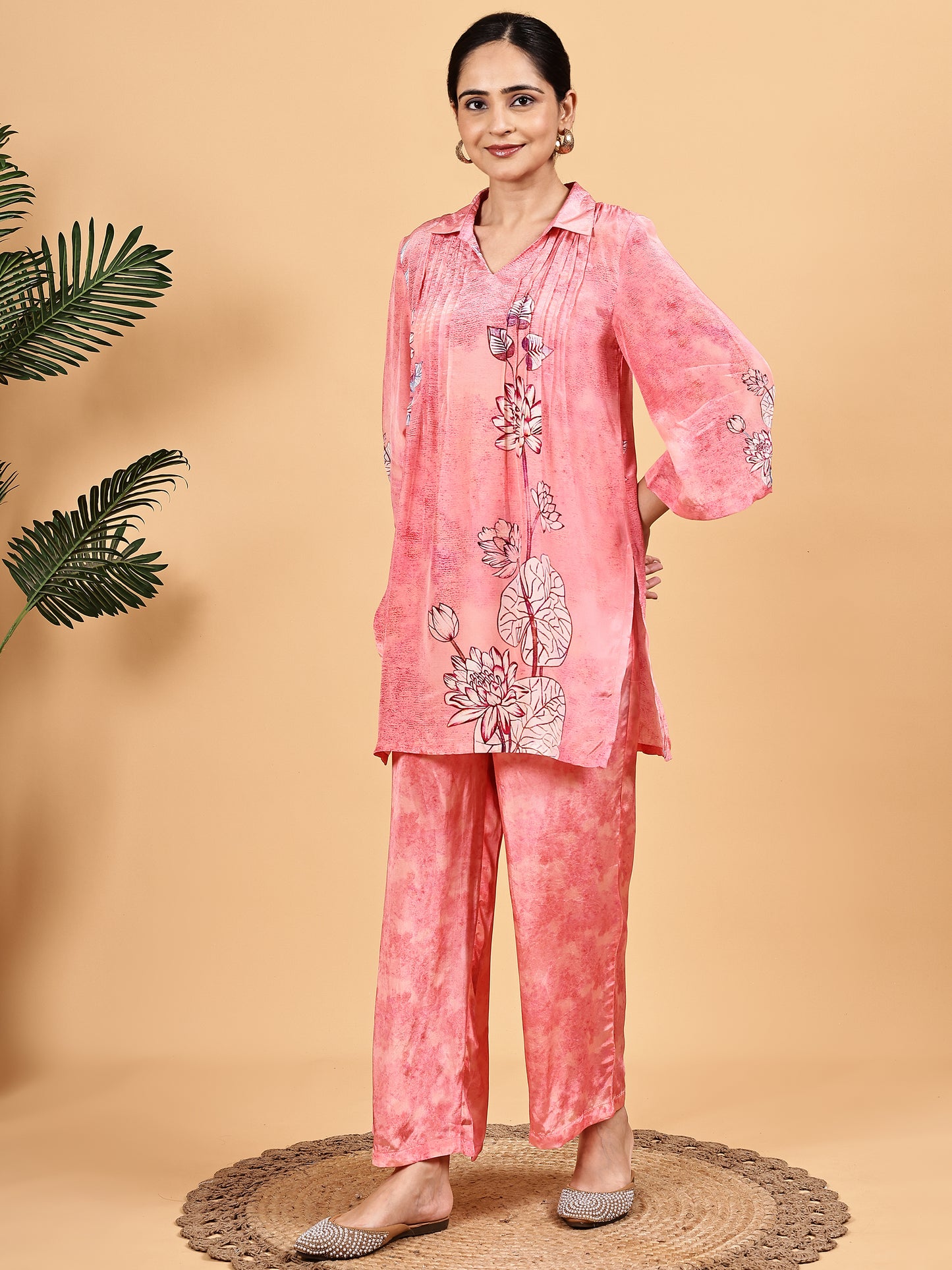 Peach Floral Print Co-ord Set