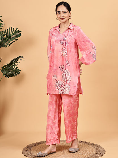 Peach Floral Print Co-ord Set