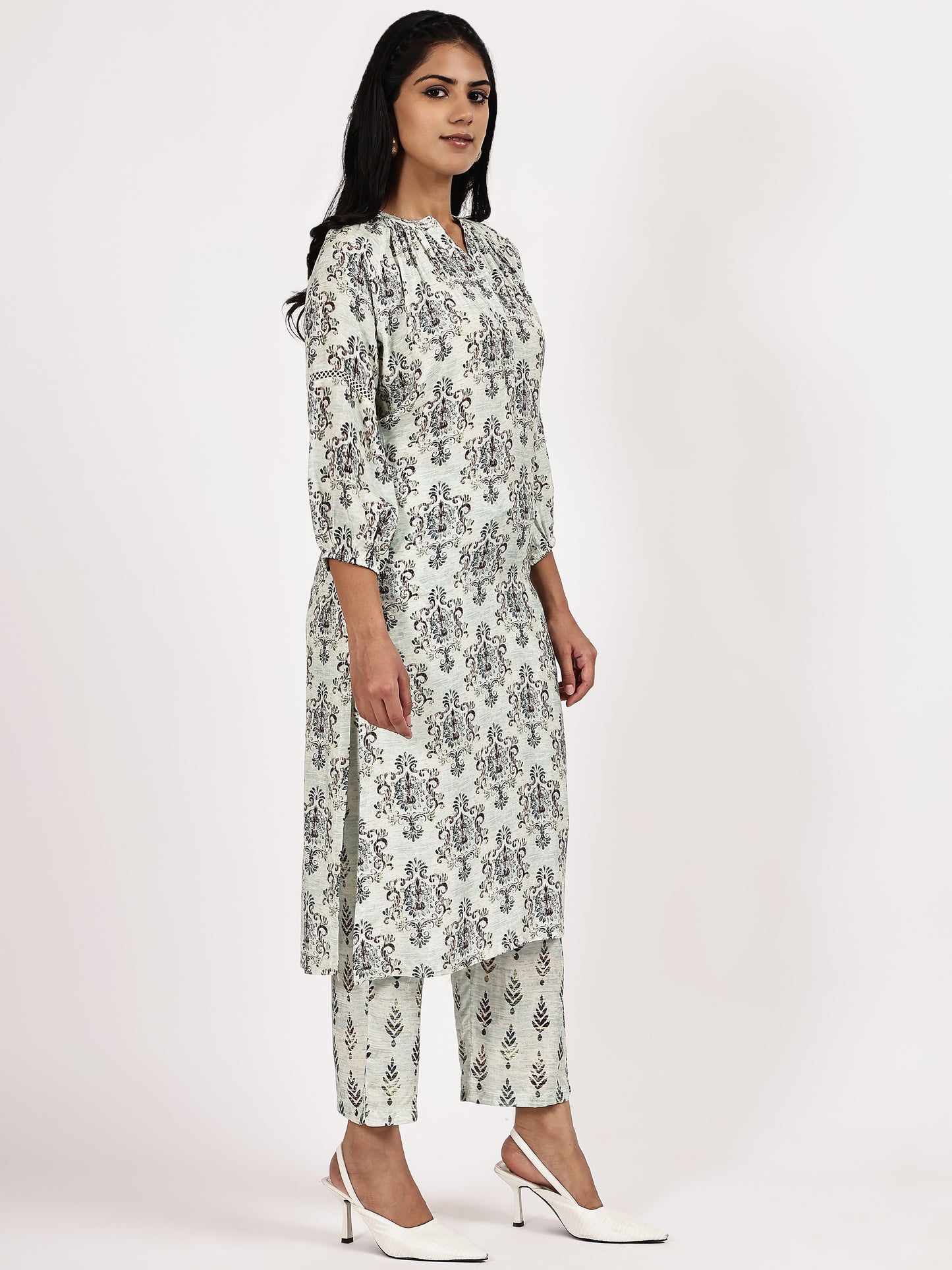 Off-White Printed Kurta Set