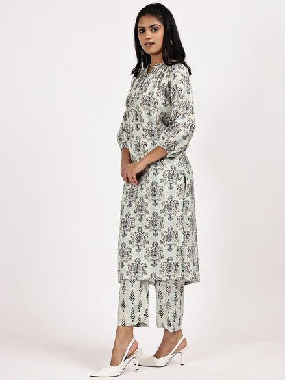 Off-White Printed Kurta Set