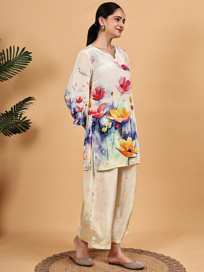 Cream Floral Print Co-ord Set