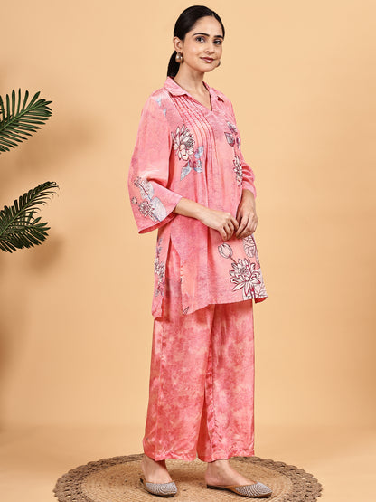 Peach Floral Print Co-ord Set