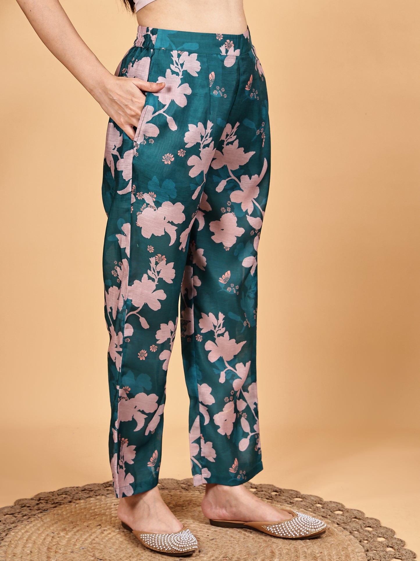 Teal Floral Print Co-ord Set