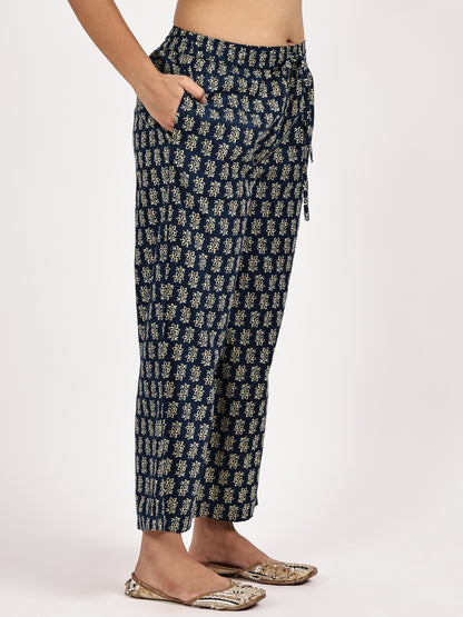 Grey floral Printed Kurta with palazzo