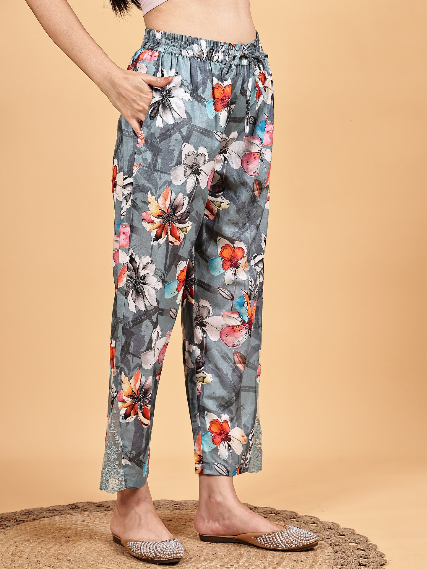 Grey Floral Printed Co-ord Set