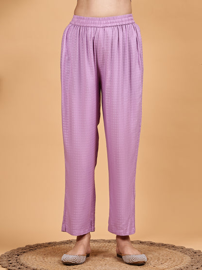 lavender Kurta Set with Floral Dupatta