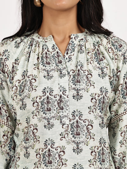 Off-White Printed Kurta Set