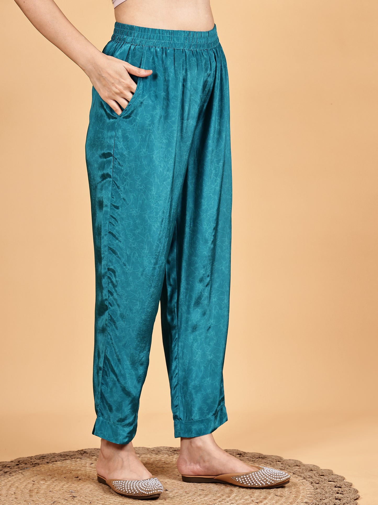 Teal Abstract Print Co-ord Set