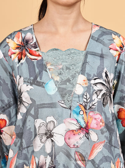 Grey Floral Printed Co-ord Set