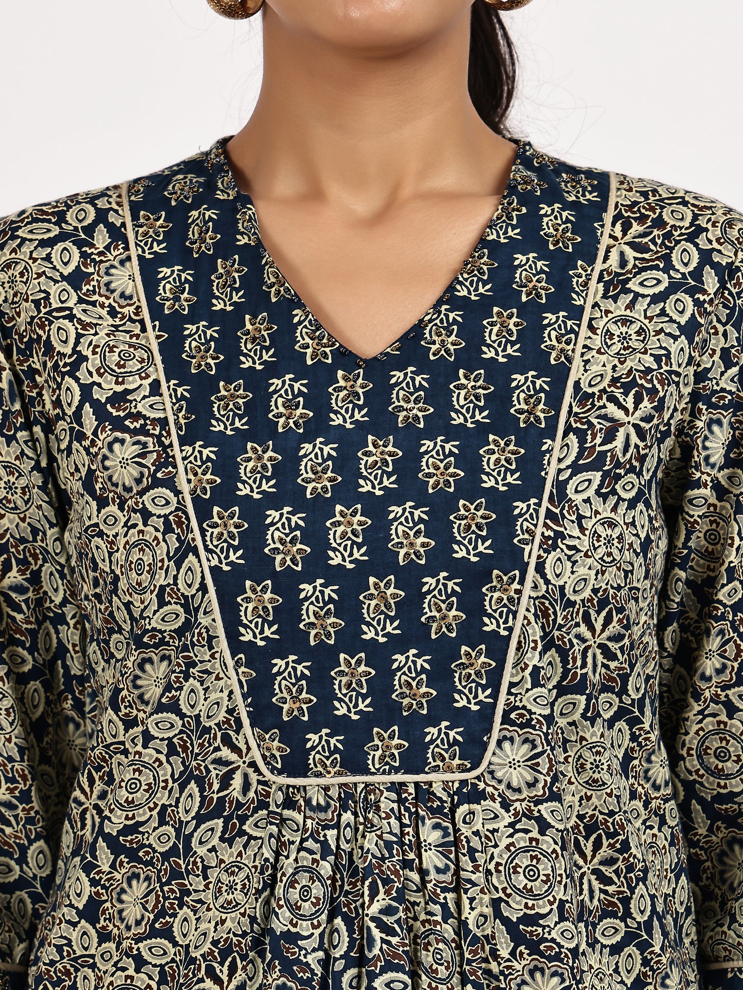 Grey floral Printed Kurta with palazzo