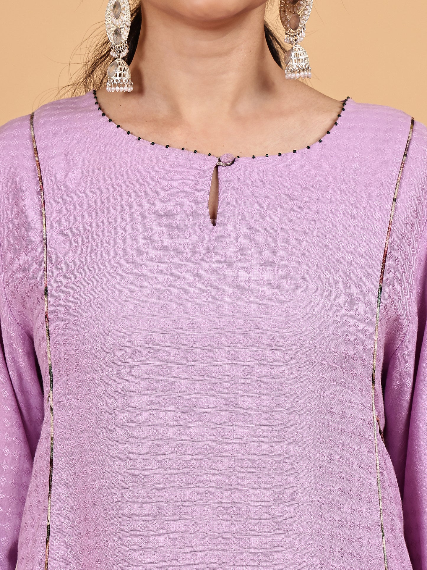 lavender Kurta Set with Floral Dupatta