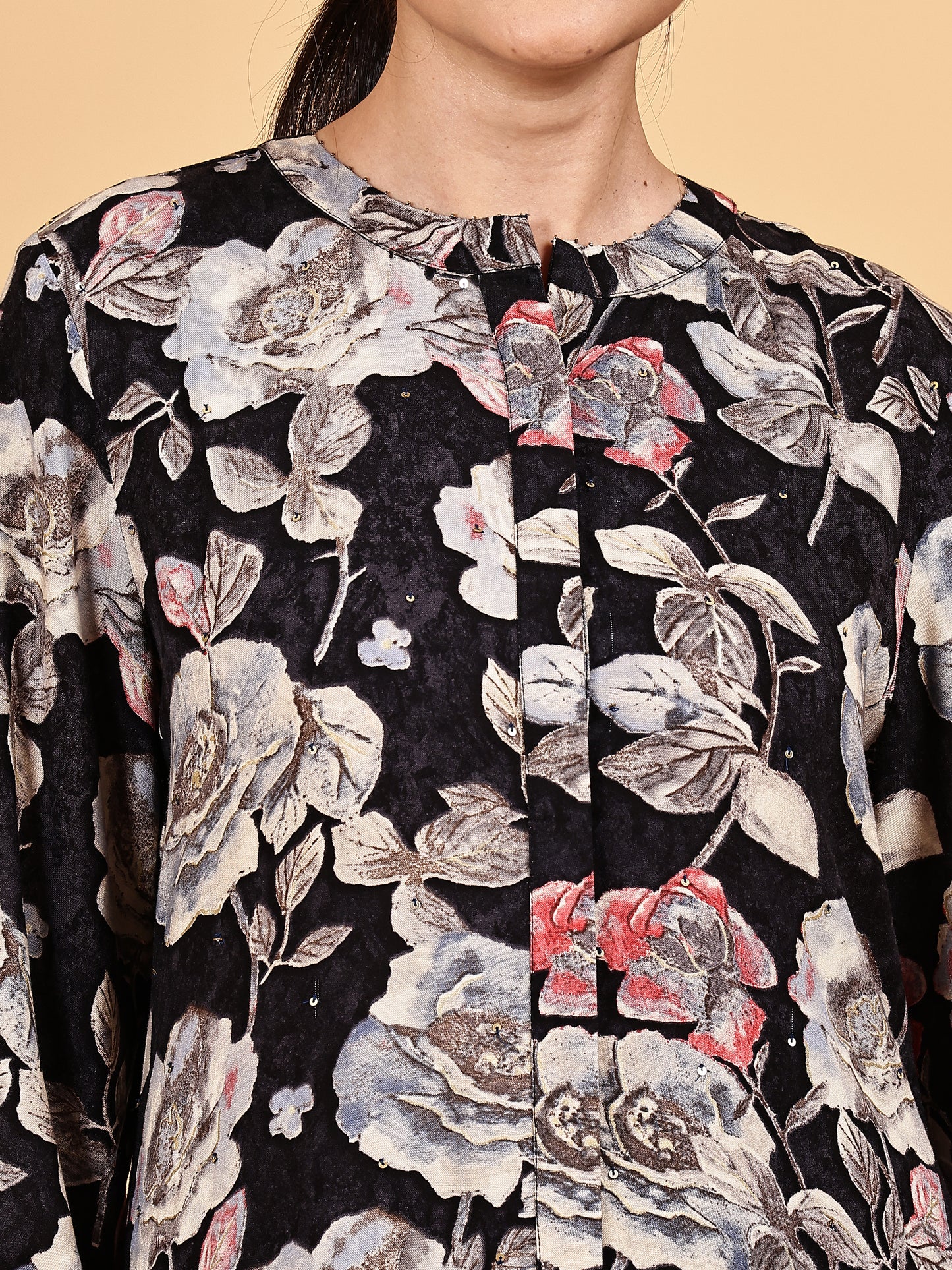 Black Floral Print Co-ord Set