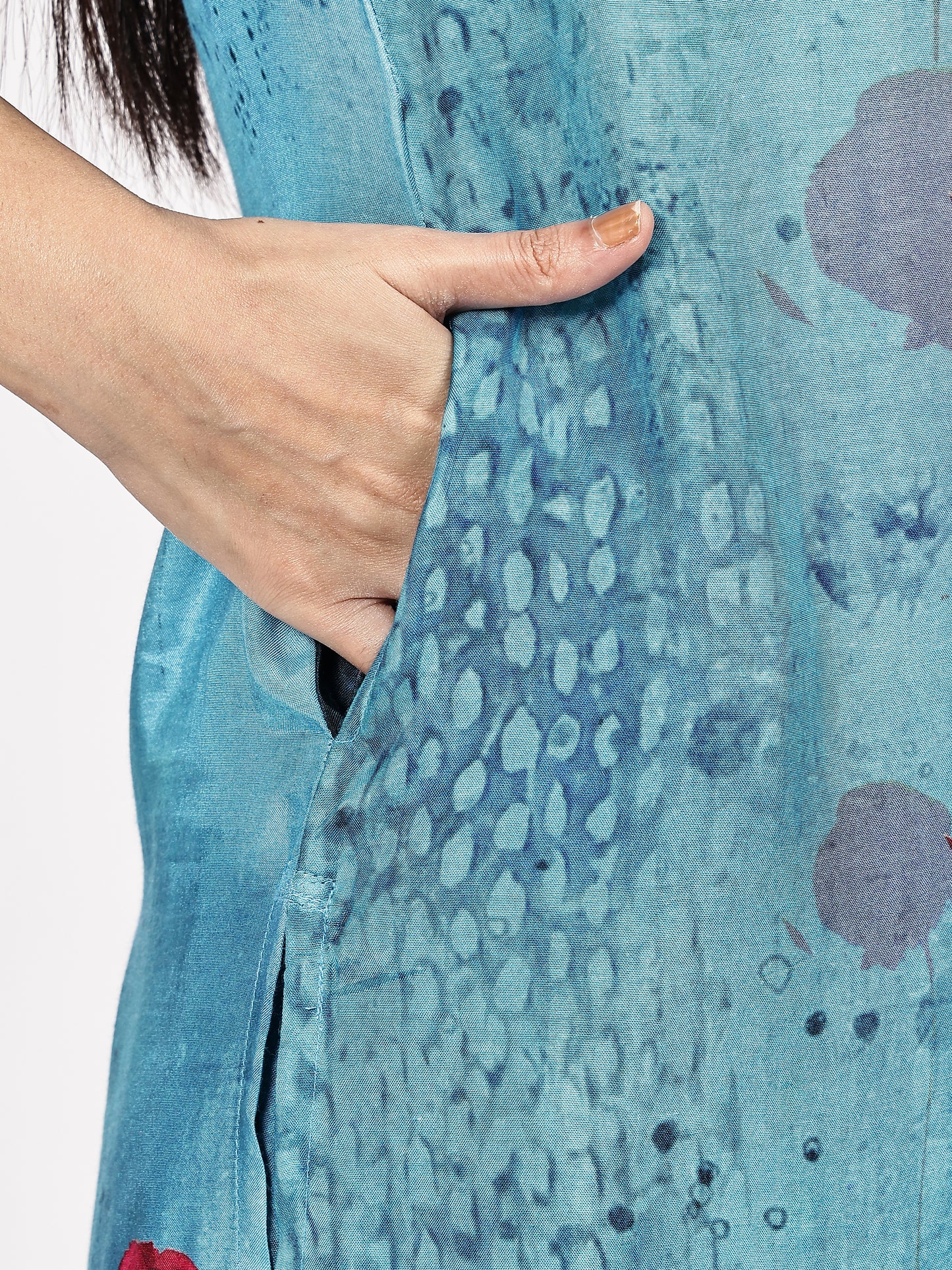 Turquoise Floral Printed Kurta Set with Dupatta
