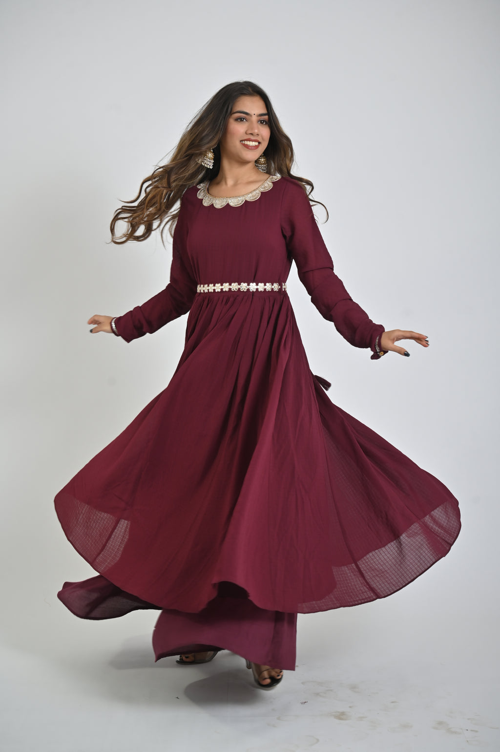 Maroon Floor-Length Gown for Women with Elegant Look