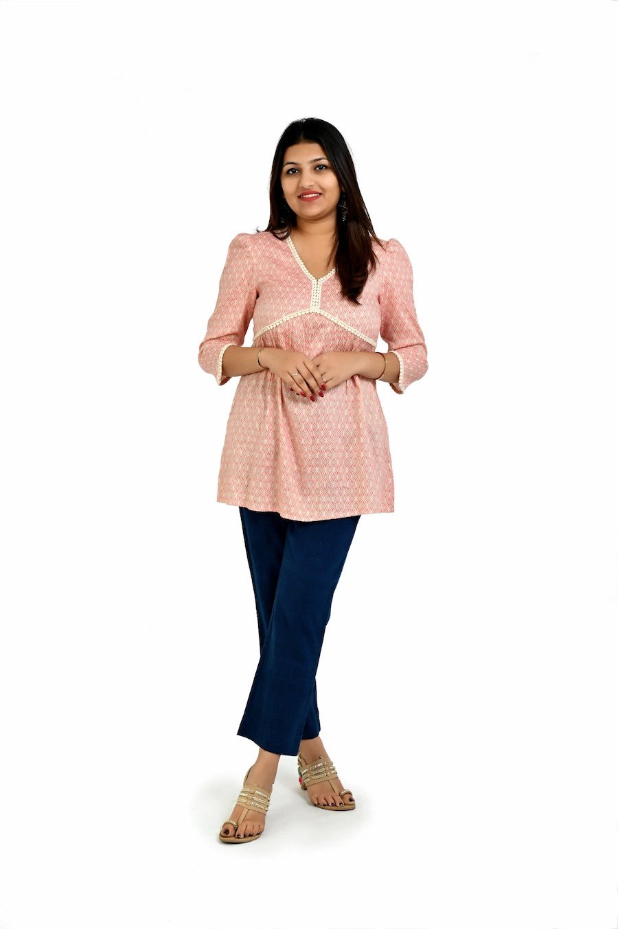 Blush pink color and the elegant charm top - The Bebla