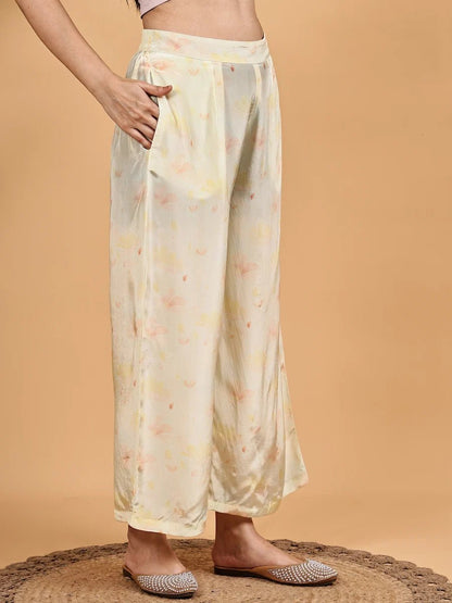 Cream Floral Print Co - ord Set - The Bebla