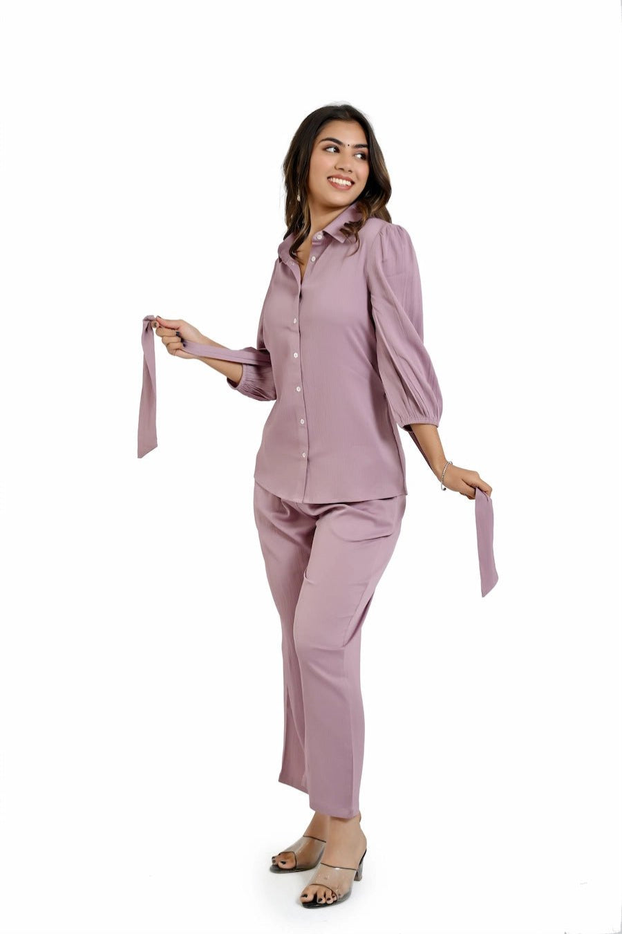 Dusty Lavender Co - Ord Set With Subtle Elegance - The Bebla