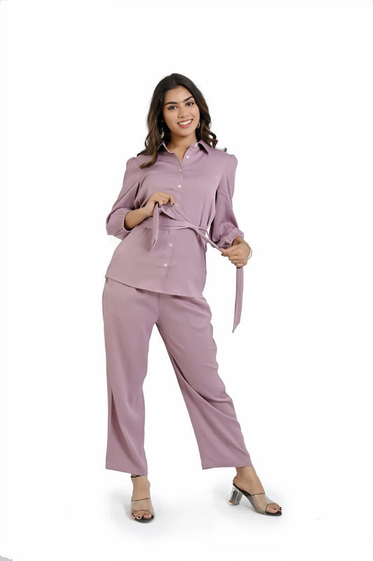 Dusty Lavender Co - Ord Set With Subtle Elegance - The Bebla